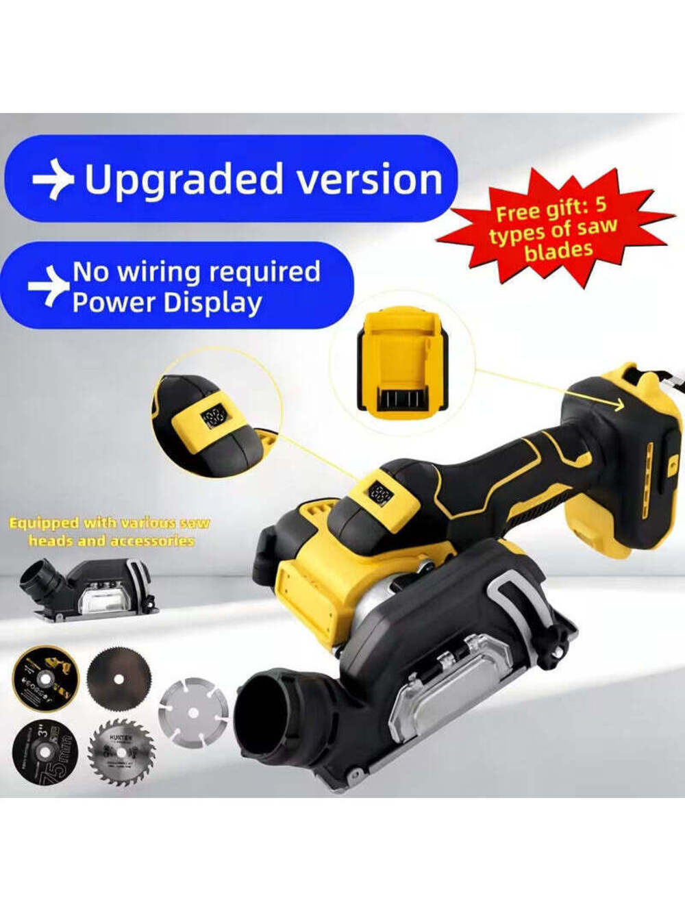 Brushless Electric Mini Circular Saw - Features Quick Blade Change Without Wires